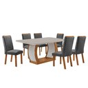 Ver imagem 1 de Mesa de Jantar Milena 180cm Tampo MDF e Vidro Canto Copo com 6 Cadeiras Lira