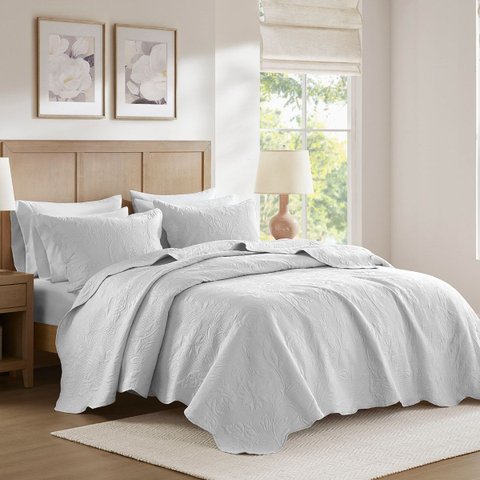 Colcha Matelassê - Queen Size - Parma - Branco - 150 Fios - c/ Porta Travesseiros - Corttex