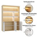 Ver imagem 6 de Mesa Escritorio 4 Gavetas 180x80 cm e Estante com LED 3 Portas 193x136 cm Carvalho Branco Artany