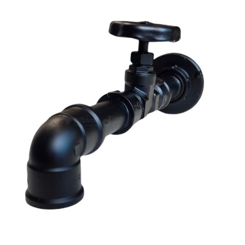 TORNEIRA DESIGN INDUSTRIAL PVC 1/2" PAREDE CLÁSSICA LUXO - MADARELI: PRETO