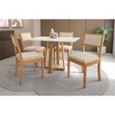 Ver imagem 1 de Conjunto Sala de Jantar Elma Premium Madeira Maciça C/ Tampo Madeirado C/ Vidro 120x80cm e 4