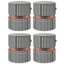 Kit 04 Puffs Bancos Decorativos Redondo Porto 49x43cm Suede Cardan - Desk Design - 1