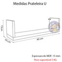 Ver imagem 2 de Kit 2 Prateleira Nicho U 40X15X10P Marrom MDF Dvd Livros Jogo