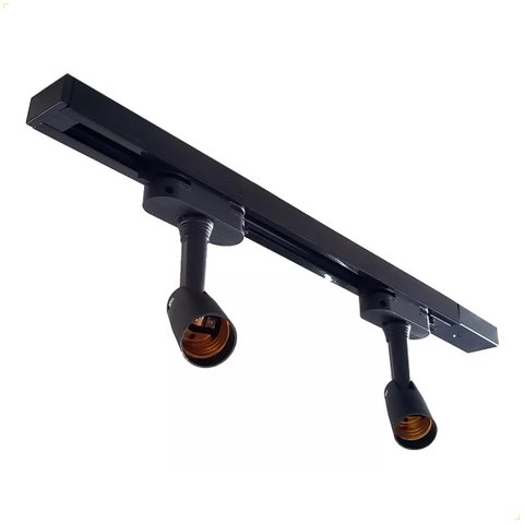 Trilho Eletrificado 50 Cm + 2 Spots Soquete E27 Bivolt Preto