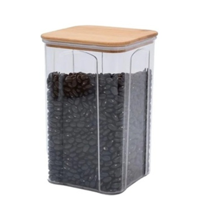 Pote Hermético Acrílico Oikos 1,4l Tampa Bambu Quadrado