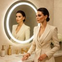 Ver imagem 1 de Espelho 4mm Led 80 Cm Luz 3 Tons Botão Touch Luz Ajustável Redondo Penteadeira Camarim