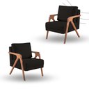Ver imagem 1 de Kit 2 Poltronas Decorativa Mona Luxo Braço de Madeira:veludo Preto
