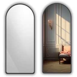 Espelho Grande Corpo Inteiro Oval Base Reta com Moldura em Metal Industrial 150 X 40 Cm - 1