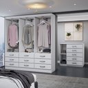 Ver imagem 2 de Guarda-roupa Casal Grace 6 Portas 9 Gavetas com Cômoda 1 Porta 5 Gavetas Branco - Panorama Móveis
