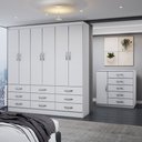 Ver imagem 1 de Guarda-roupa Casal Grace 6 Portas 9 Gavetas com Cômoda 1 Porta 5 Gavetas Branco - Panorama Móveis