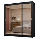 Ver imagem 3 de Guarda-roupa Casal 3 Portas de Correr de Espelho 2 Gavetas Preto Sublime Madesa