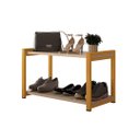 Ver imagem 2 de Mesa de Centro Sapateira Hall de Entrada Sala Aço Mdf Moderna Base Dourada Prateleiras Off White