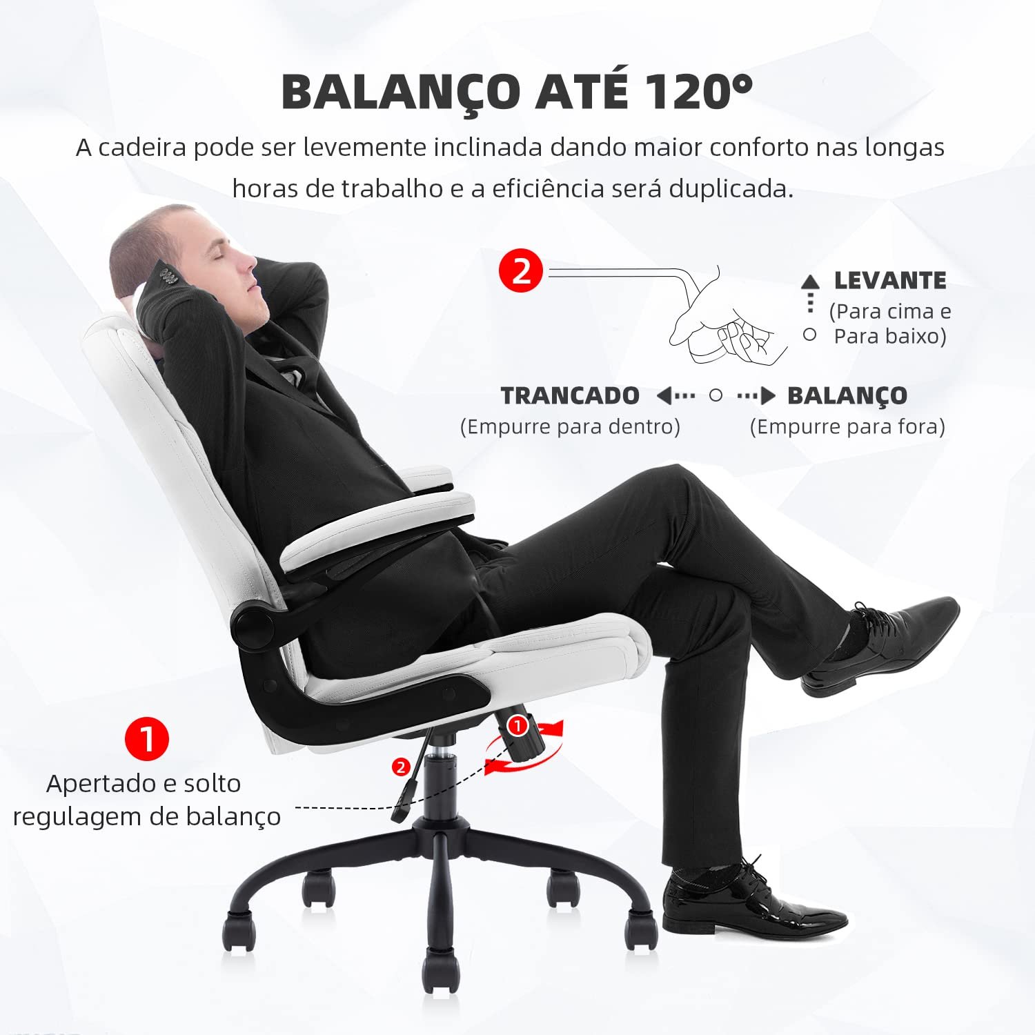 Cadeira Escritório YAMASORO Diretor Prime Confortável Ergonômica com Relax e braços - 4