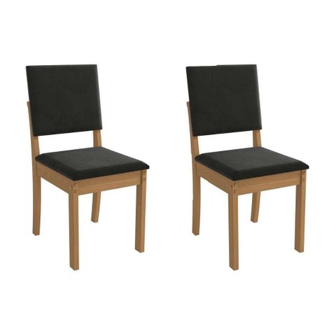 Cadeira Sala de Jantar Luna 2cad160 Madeirado Kit 2 Un Canela/suede Preto - Kappesberg