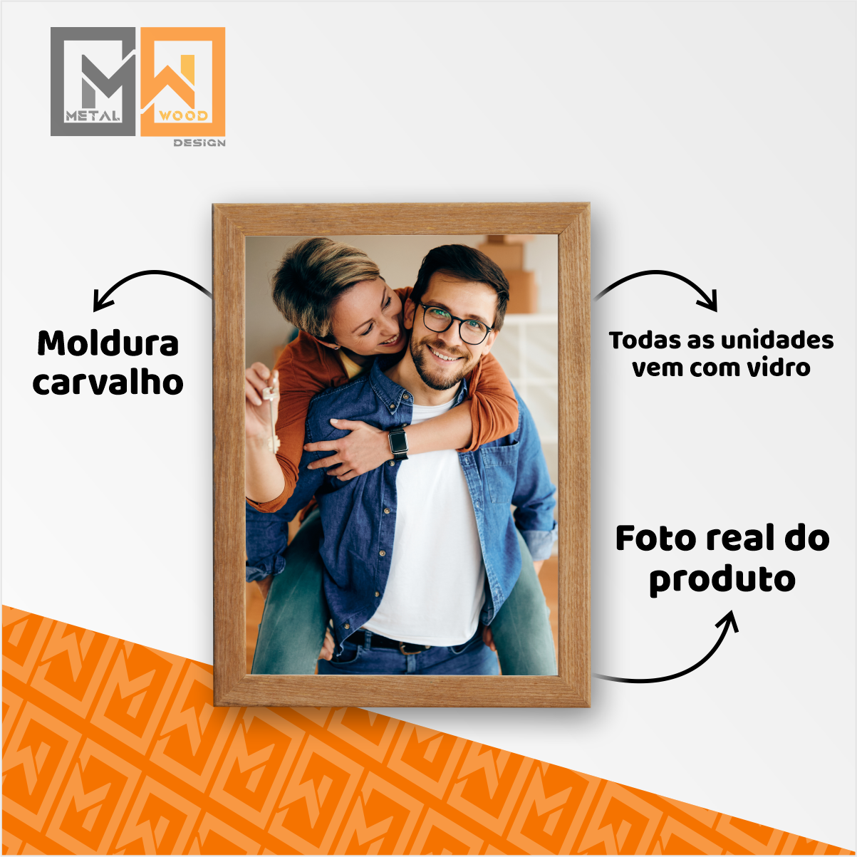 Mosaico de Porta Retrato Kit 11 -(20x25 / 10x15 / 15x20) Linha One Vidro Cor:carvalho - 6