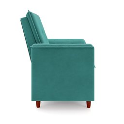 Poltrona de Amamentação Quarto Infantil com Puff Kate Pés Palito Suede Azul Turquesa + Binde Amofada - 7