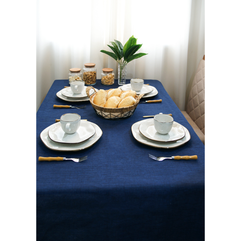 Toalha de Mesa Quadrada 4 Lugares 1,40m X 1,40m - Linha Intensa:linho Denim/4 Lugares