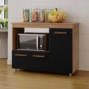 Ver imagem 3 de Balcão Cozinha para Forno Micro-ondas Multiuso Liz 03 Portas Savana Preto - Desk Design