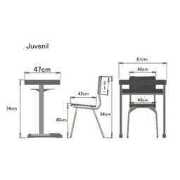 Kit Escolar Individual Mesa e Cadeira com Porta Livros Juvenil/adulto Cor Vermelho - 4