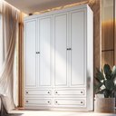 Ver imagem 1 de Guarda-Roupa Solteiro Domus 4 Portas 4 Gavetas Branco Fosco - Genialflex