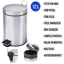 Ver imagem 2 de Lixeira de Aço Inox Com Pedal e Tampa 12L MOR Balde Interno
