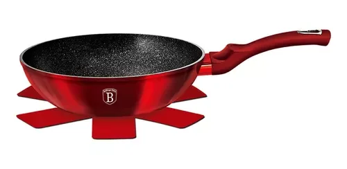 Panela Wok 3 Camadas Mármore 28cm Burgundy Berlinger Haus - 2
