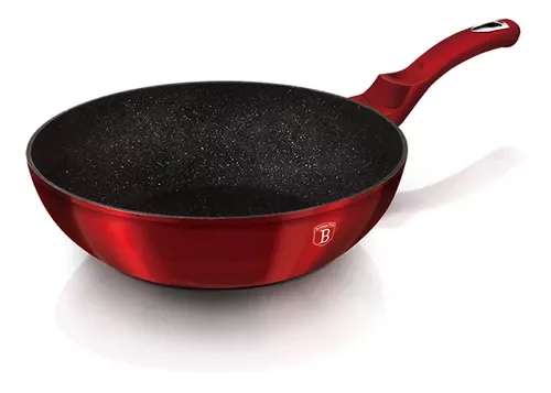 Panela Wok 3 Camadas Mármore 28cm Burgundy Berlinger Haus
