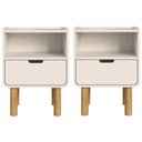 Ver imagem 1 de Kit 2 Mesas de Cabeceira 1 Gaveta 45 Cm 28094 Aura Off White Artesano