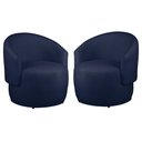 Ver imagem 1 de Kit 2 Poltronas Decorativa Redondo Estofada Heitor Sala Escritório e Recepção Suede Azul Marinho Eli