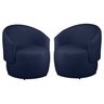 Kit 2 Poltronas Decorativa Redondo Estofada Heitor Sala Escritório e Recepção Suede Azul Marinho Eli - 1