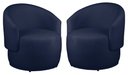 Ver imagem 1 de Kit 2 Poltronas Decorativa Redondo Estofada Heitor Sala Escritório e Recepção Suede Azul Marinho Eli
