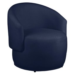 Kit 2 Poltronas Decorativa Redondo Estofada Heitor Sala Escritório e Recepção Suede Azul Marinho Eli - 2