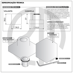 Acabamento para Registro Quadrado Corten Chuveiro Banheiro Padrão Deca - 4