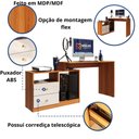 Ver imagem 4 de Mesa para Computador Flex em Linear com Corrediças Telescópicas e Puxadores ABS Jequitiba/Off