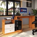 Ver imagem 2 de Mesa para Computador Flex em Linear com Corrediças Telescópicas e Puxadores ABS Jequitiba/Off