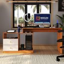 Ver imagem 1 de Mesa para Computador Flex em Linear com Corrediças Telescópicas e Puxadores ABS Jequitiba/Off