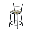 Ver imagem 3 de Jogo 2 Banqueta Baixa Para Cozinha Epoxi Preta Estofado Floral Floral