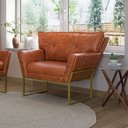 Ver imagem 2 de Poltrona Sala de Estar Industrial Dour Anitta Sintético Pu Nozes D03 - D'rossi