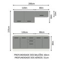 Ver imagem 4 de Kit com 2 Balcões e 2 Armários Aéreos Multiuso 200cm Agata Madesa