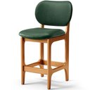 Ver mais imagens de Kit 02 Banquetas Baixa Bar Cozinha Sala Jantar Fixa Betta L02 Imbuia Facto Verde Musgo - Lyam Decor
