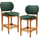 Ver imagem 3 de Kit 02 Banquetas Baixa Bar Cozinha Sala Jantar Fixa Betta L02 Imbuia Facto Verde Musgo - Lyam Decor
