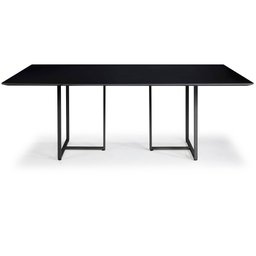 Mesa Jantar Macapá Aço Carbono Preto Tampo Laca Preto + Vidro - 1