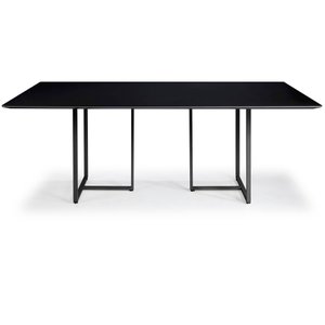 Mesa Jantar Macapá Aço Carbono Preto Tampo Laca Preto + Vidro