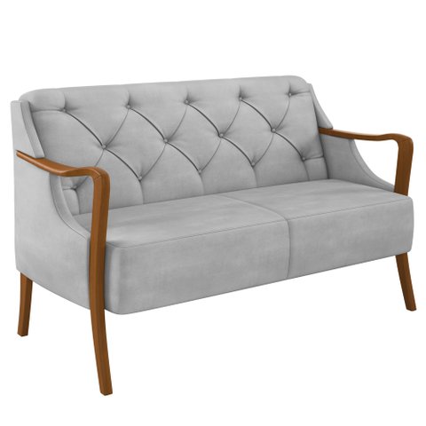 Poltrona Namoradeira 2 Lugares 135cm Capitonê Lapa M22 Veludo Cinza - Mpozenato