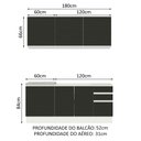 Ver imagem 4 de Armário de Cozinha Compacta 180cm Branco Preto Glamy Madesa 05