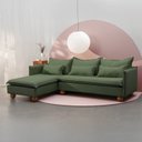 Ver imagem 1 de Sofá Modular 3 Lugares com Chaise e Pé Bolinha Sôma CabeCasa MadeiraOriginals Verde