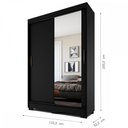 Ver imagem 4 de Guarda-Roupa Solteiro Lima 2 Portas 4 Prateleiras com Espelho Preto - Fama Móveis