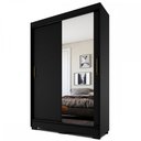 Ver imagem 2 de Guarda-Roupa Solteiro Lima 2 Portas 4 Prateleiras com Espelho Preto - Fama Móveis