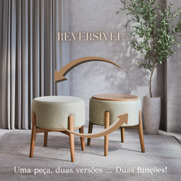 Puff Dual Duas Funções no Mesmo Produto Linho Luxo:cinza - 5