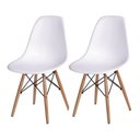 Ver imagem 1 de Kit 2 Cadeiras Jantar Eames Eiffel Pés de Madeira com Assento Branco - Cor: Marrom